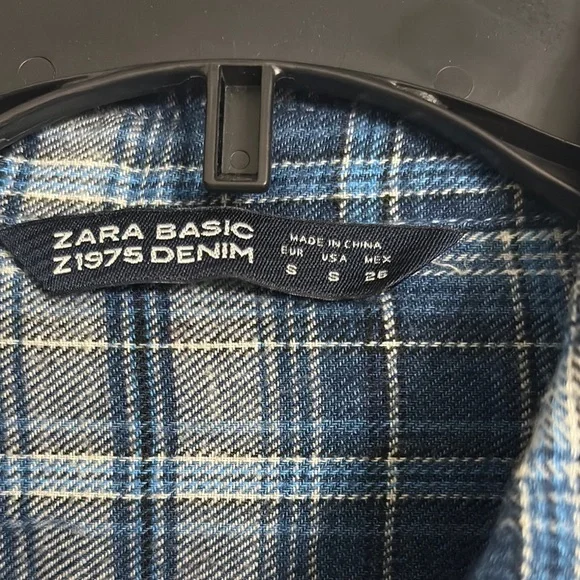 Zara Blue and White Plaid Long Sleeve Dress - Picture 4 of 5